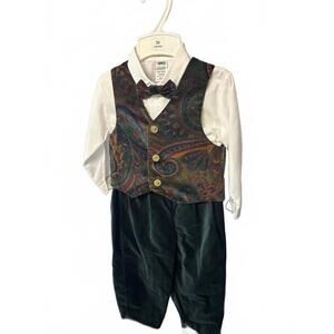 Vintage New Toddler Boys Formal Vest  Pants suit Set Bow Tie Size 24 Months Y2K